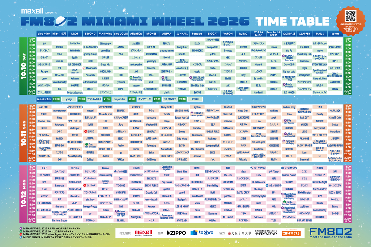 TIMETABLE | FM802 MINAMI WHEEL 2026